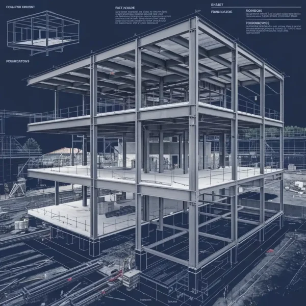 اسکلت فلزی ساختمان سه طبقه