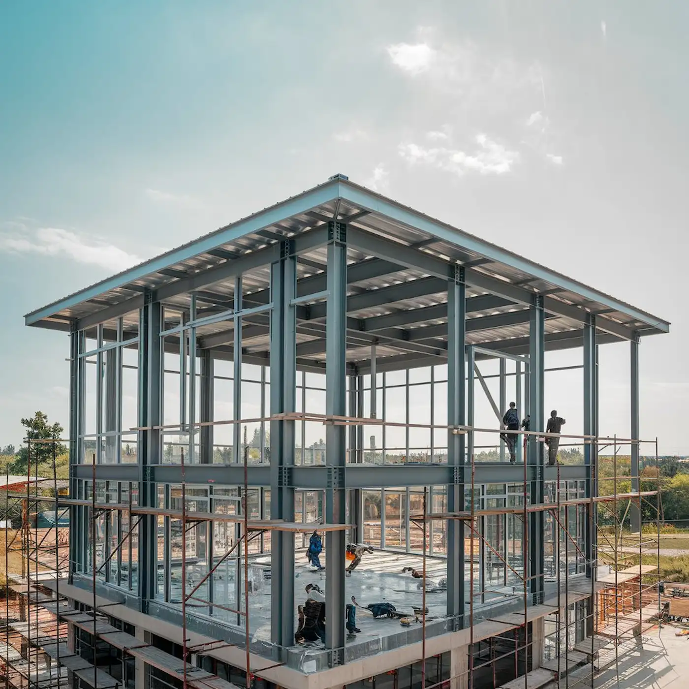 اسکلت فلزی ساختمان یک طبقه