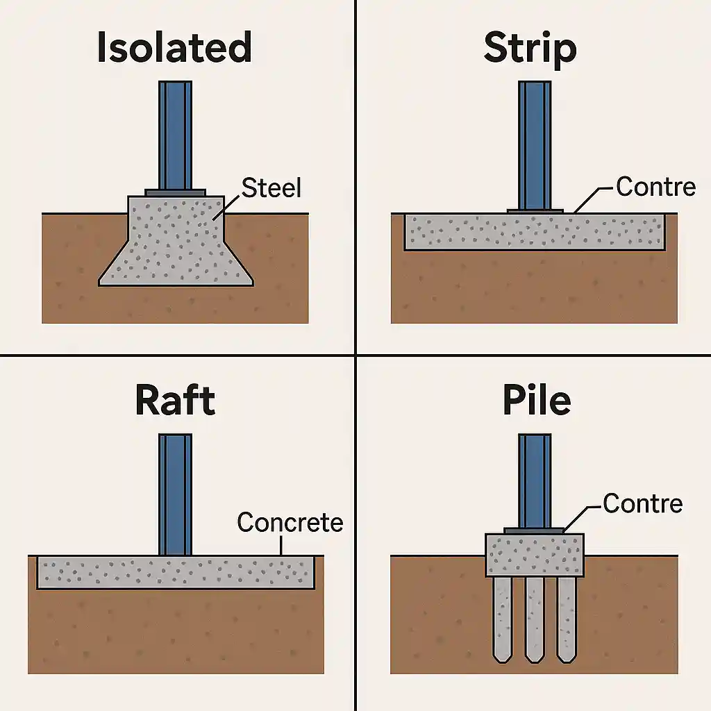 انواع فونداسیون اسکلت فلزی